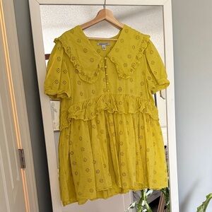 Urban Outfitters Yellow Eyelet Dress